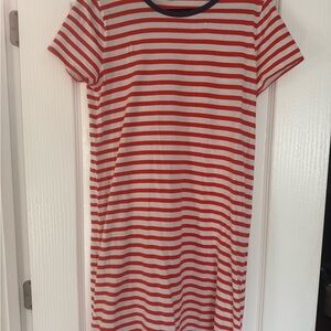 J. Crew Red and White Striped Top with Navy Trim